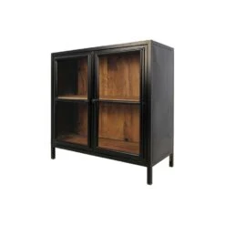 Vitrinekast Kingston - Naturel/zwart - 90x90x40 Cm -VIDAL Salle De Bain Winkel 81024375 0400