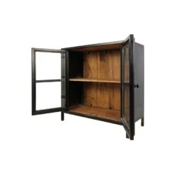 Vitrinekast Kingston - Naturel/zwart - 90x90x40 Cm -VIDAL Salle De Bain Winkel 81024375 0500