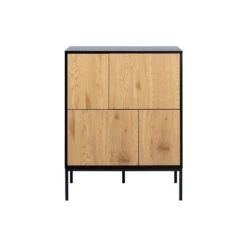 Dressoir Avola 4 Deurs - Zwart/eiken - 103x80x40 Cm