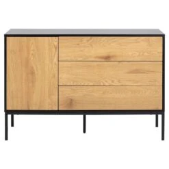Dressoir Avola - Zwart/eiken - 82x120x40 Cm