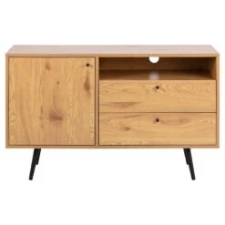 Dressoir Melfi - Eiken/zwart - 75x124x40 Cm