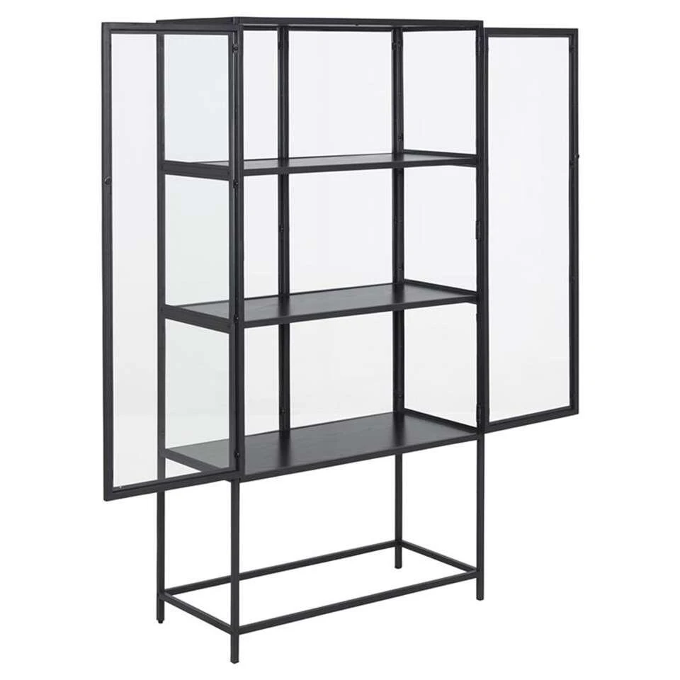 Vitrine Adino - Metaal - Zwart - 150x77x35 Cm 2 Vitrine Adino - Metaal - Zwart - 150x77x35 Cm - Afbeelding 2