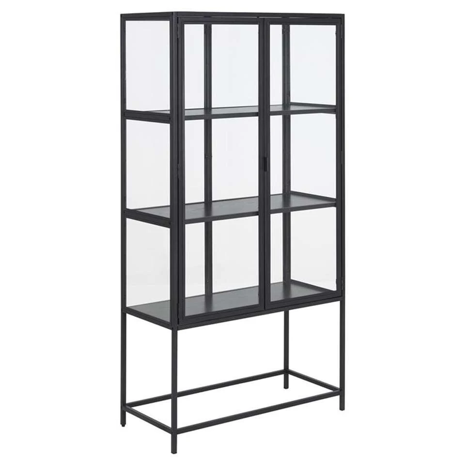 Vitrine Adino - Metaal - Zwart - 150x77x35 Cm 1 Vitrine Adino - Metaal - Zwart - 150x77x35 Cm