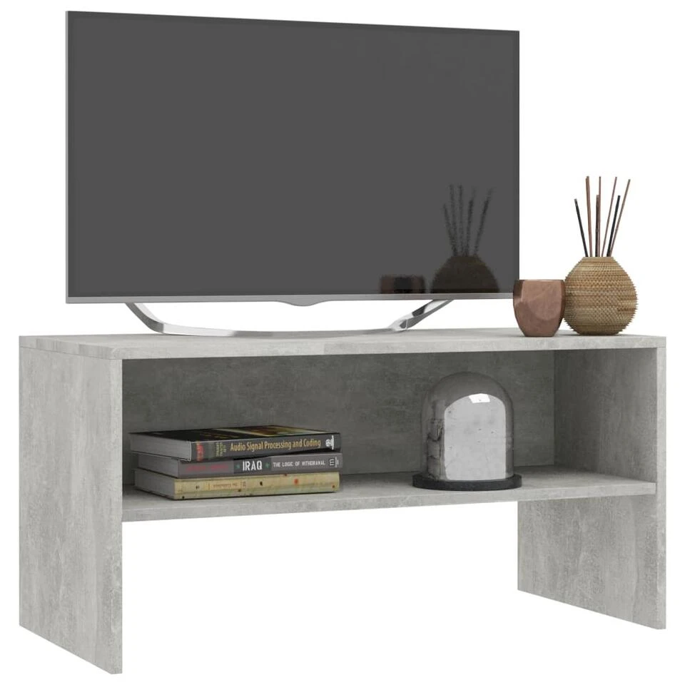 VidaXL Tv-meubel 80x40x40 Cm Bewerkt Hout Betongrijs 3 VidaXL Tv-meubel 80x40x40 Cm Bewerkt Hout Betongrijs - Afbeelding 3