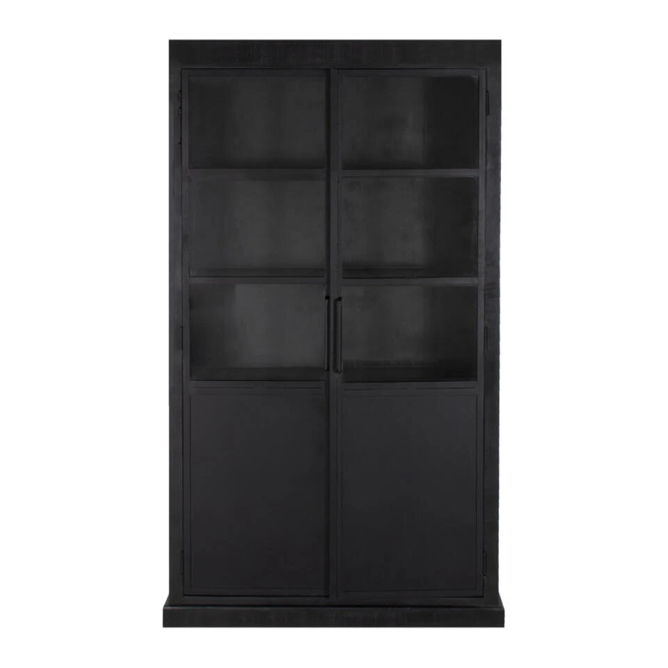 Giga Meubel Vitrinekast Zwart - Mangohout & IJzer - 2-Deurs 2 Giga Meubel Vitrinekast Zwart - Mangohout & IJzer - 2-Deurs - Afbeelding 2