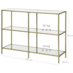 ACAZA Console Tafel, Bijzettafel Met Drie Niveaus Van Gehard Glas, Goudkleurig 6 ACAZA Console Tafel, Bijzettafel Met Drie Niveaus Van Gehard Glas, Goudkleurig -VIDAL Salle De Bain Winkel 8763f134273044c4865684298d8d263b