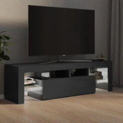 VidaXL Tv-meubel Met LED-verlichting 140x36,5x40 Cm Hoogglans Grijs -VIDAL Salle De Bain Winkel 8b7f836bba44475da21d679d42b7f917