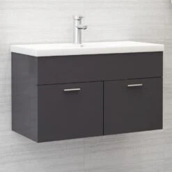 VidaXL Wastafelkast 80x38,5x46 Cm Spaanplaat Hoogglans Grijs -VIDAL Salle De Bain Winkel 8d61d86056cd462ca0871bc3c815a4e3