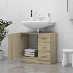 VidaXL Wastafelkast 63x30x54 Cm Spaanplaat Sonoma Eikenkleurig -VIDAL Salle De Bain Winkel 9253dbd122344c9fb1765ab5a095c7e8