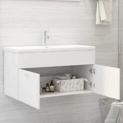 VidaXL Wastafelkast 90x38,5x46 Cm Spaanplaat Wit -VIDAL Salle De Bain Winkel 940f38afb900458894eb270b07915b71