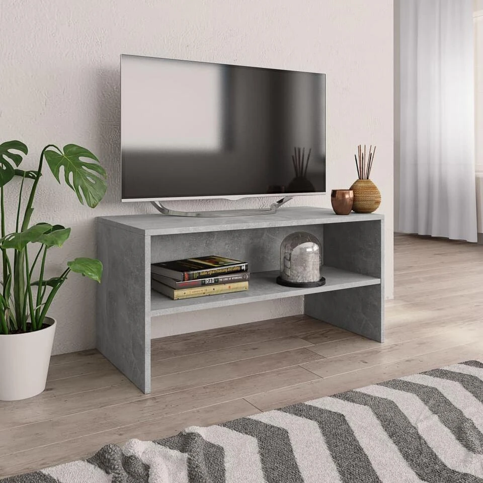 VidaXL Tv-meubel 80x40x40 Cm Bewerkt Hout Betongrijs 2 VidaXL Tv-meubel 80x40x40 Cm Bewerkt Hout Betongrijs - Afbeelding 2
