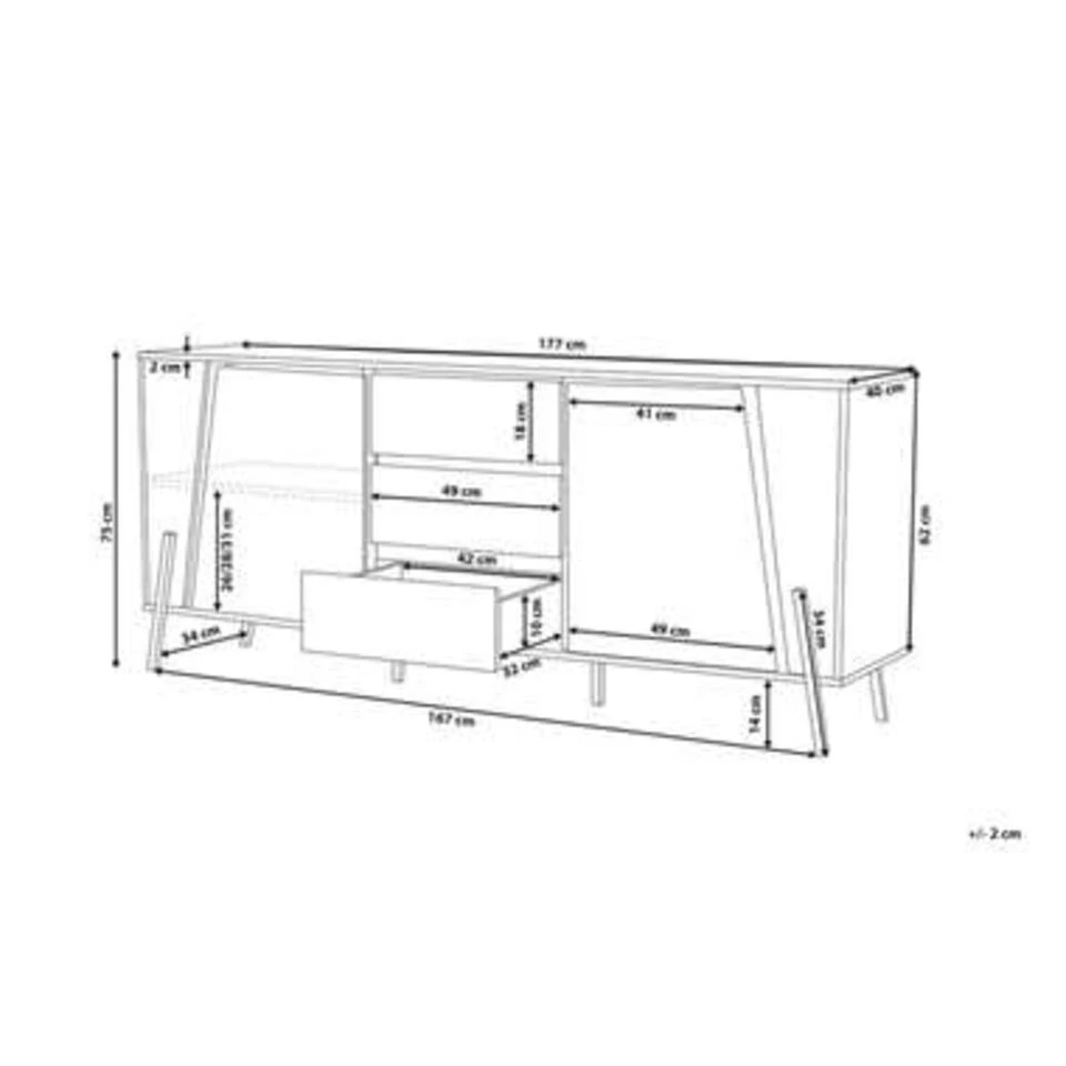 Beliani Sideboard BLACKPOOL - Grijs Spaanplaat 3 Beliani Sideboard BLACKPOOL - Grijs Spaanplaat - Afbeelding 3