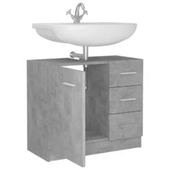 VidaXL Wastafelkast 63x30x54 Cm Spaanplaat Betongrijs -VIDAL Salle De Bain Winkel b768dc92253d4d198783f1f657a00e83