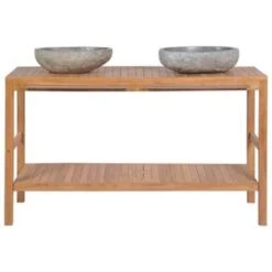 VidaXL Badkamer Wastafelkast Met Rivierstenen Wastafels Teakhout -VIDAL Salle De Bain Winkel b9dbdc97a5a44ad29a7a7c0c6acaad62