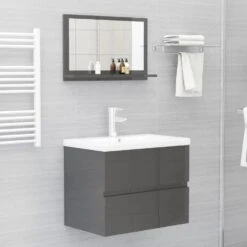VidaXL Badkamerspiegel 60x10,5x37 Cm Spaanplaat Hoogglans Grijs -VIDAL Salle De Bain Winkel ba1f891fd65848a0a446fb125e50ba1b