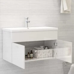 VidaXL Wastafelkast 80x38,5x46 Cm Spaanplaat Hoogglans Wit -VIDAL Salle De Bain Winkel bb94ba84f43641a08652b7fe09012ae4