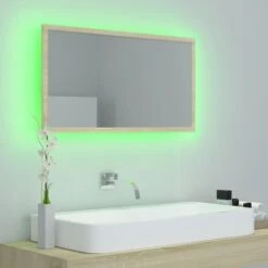 VidaXL Badkamerspiegel LED 80x8,5x37 Cm Acryl Sonoma Eikenkleurig -VIDAL Salle De Bain Winkel bc3f005ad6a74fe0a2a76859f985a429