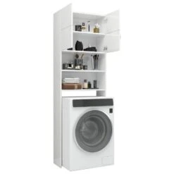 VidaXL Wasmachinekast 64x25,5x190 Cm Hoogglans Wit -VIDAL Salle De Bain Winkel bc7b2e1aaeb541b9829a2476f1f5a106