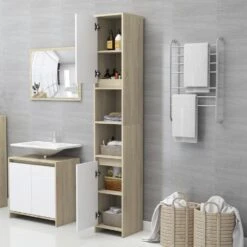 VidaXL Badkamerkast 30x30x183,5 Cm Spaanplaat Wit Sonoma Eikenkleurig -VIDAL Salle De Bain Winkel bd150105a2b6441fac5e1b6bd58d5c7d