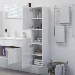 VidaXL Badkamerkast 30x30x130 Cm Spaanplaat Hoogglans Wit -VIDAL Salle De Bain Winkel be52694cb8444cb08a0426ec755c130b