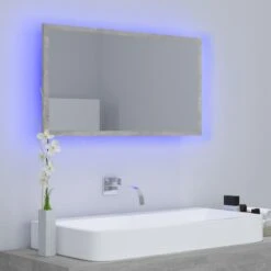 VidaXL Badkamerspiegel LED 80x8,5x37 Cm Acryl Betongrijs -VIDAL Salle De Bain Winkel c044e0b19eeb4f09a0480d3b9a63a397