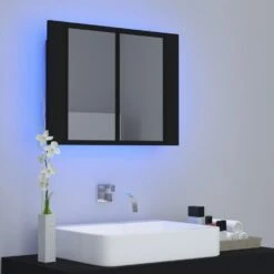 VidaXL Badkamerkast Met Spiegel En LED 60x12x45 Cm Acryl Zwart -VIDAL Salle De Bain Winkel c152eb9a432348d1baee75cec2a65ba4