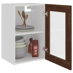 VidaXL Wandkast 40x31x60 Cm Glas En Bewerkt Hout Bruineikenkleurig -VIDAL Salle De Bain Winkel c4d9dca221d94e0a88cb2440fd5970ed