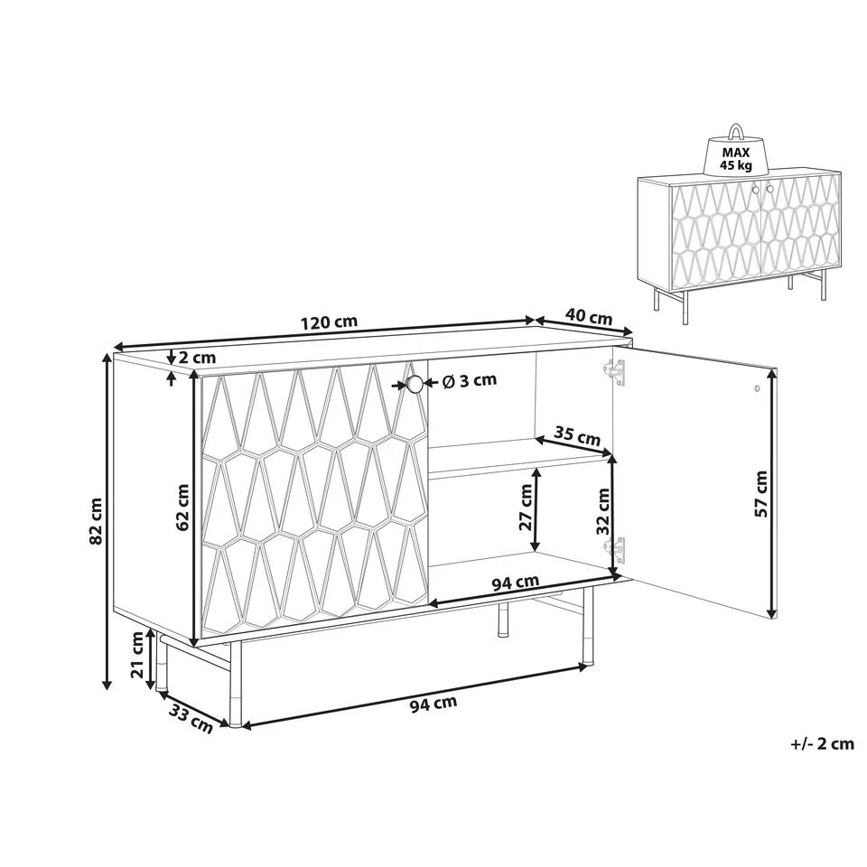 Beliani Sideboard ADANTE - Zwart Mdf 3 Beliani Sideboard ADANTE - Zwart Mdf - Afbeelding 3