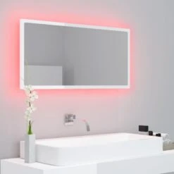 VidaXL Badkamerspiegel LED 90x8,5x37 Cm Acryl Hoogglans Wit -VIDAL Salle De Bain Winkel c85e00a2e58d46e2b053d3f338004938