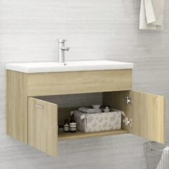 VidaXL Wastafelkast 80x38,5x46 Cm Spaanplaat Sonoma Eikenkleurig -VIDAL Salle De Bain Winkel d523a52a0e854f569452607b1c3d3ede