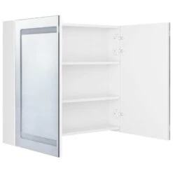 VidaXL Badkamerkast Met Spiegel En LED 80x12x68 Cm Glanzend Wit -VIDAL Salle De Bain Winkel d5a3a47fdb944dee972799edfcc667d9