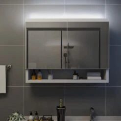 VidaXL Badkamerspiegelkast LED 80x15x60 Cm MDF Wit -VIDAL Salle De Bain Winkel d7c167fdaea34603872733910b323a6e