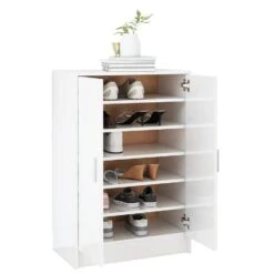 VidaXL Schoenenkast 60x35x92 Cm Spaanplaat Hoogglans Wit -VIDAL Salle De Bain Winkel d8dfc673a0814134aef7ca4dd9ebf9cc
