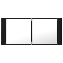 VidaXL Badkamerkast Met Spiegel En LED 100x12x45 Cm Acryl Zwart -VIDAL Salle De Bain Winkel da9bccb2f32f4e3d85396739aa34763a