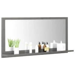 VidaXL Badkamerspiegel 80x10,5x37 Cm Spaanplaat Hoogglans Grijs -VIDAL Salle De Bain Winkel e005ac9c0cf24695832c5e9d6b49b30a