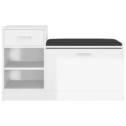 VidaXL Schoenenbank 94,5x31x57 Cm Spaanplaat Hoogglans Wit -VIDAL Salle De Bain Winkel e450a1aa85aa481b9d2d687fd5667956