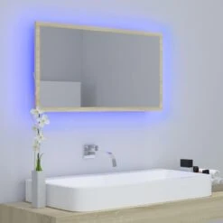 VidaXL Badkamerspiegel LED 80x8,5x37 Cm Acryl Sonoma Eikenkleurig -VIDAL Salle De Bain Winkel e55cfbd4761b454cb98a2516bd490d99
