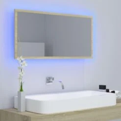 VidaXL Badkamerspiegel LED 90x8,5x37 Cm Acryl Sonoma Eikenkleurig -VIDAL Salle De Bain Winkel e55eeac901fe4fd19ad1a1c9ccfc578a