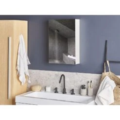 Beliani Badkamerkast Met Spiegel PRIMAVERA - Wit Multiplex -VIDAL Salle De Bain Winkel e71811fca2c746fe978cc3ac036293cf