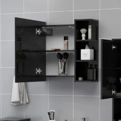 VidaXL Badkamerspiegelkast 62,5x20,5x64 Cm Spaanplaat Hoogglans Zwart -VIDAL Salle De Bain Winkel e8424e305191415288e7614b624cf39d
