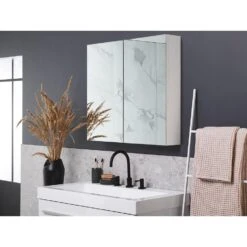 Beliani Badkamerkast Met Spiegel NAVARRA - Wit Multiplex -VIDAL Salle De Bain Winkel e9b9f377a5fb4e92a842baf5b9c65e4a