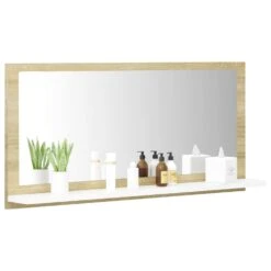 VidaXL Badkamerspiegel 80x10,5x37 Cm Spaanplaat Wit Sonoma Eikenkleur -VIDAL Salle De Bain Winkel ea6d8fcd8255403a874e85973e182e8a