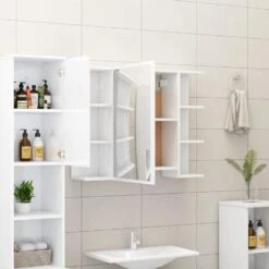 VidaXL Badkamerspiegelkast 80x20,5x64 Cm Spaanplaat Hoogglans Wit -VIDAL Salle De Bain Winkel ed741eacb75d4145b9d1e8ef4a29414d