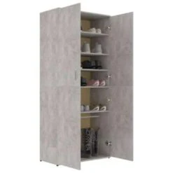 VidaXL Schoenenkast 80x39x178 Cm Spaanplaat Betongrijs -VIDAL Salle De Bain Winkel eda7e6183e8643ebb1684b3a0621def3
