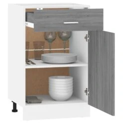 VidaXL Onderkast Met Lade 50x46x81,5 Cm Bewerkt Hout Grijs Sonoma -VIDAL Salle De Bain Winkel ee0e1196f1644e5a829736ad5349dec8