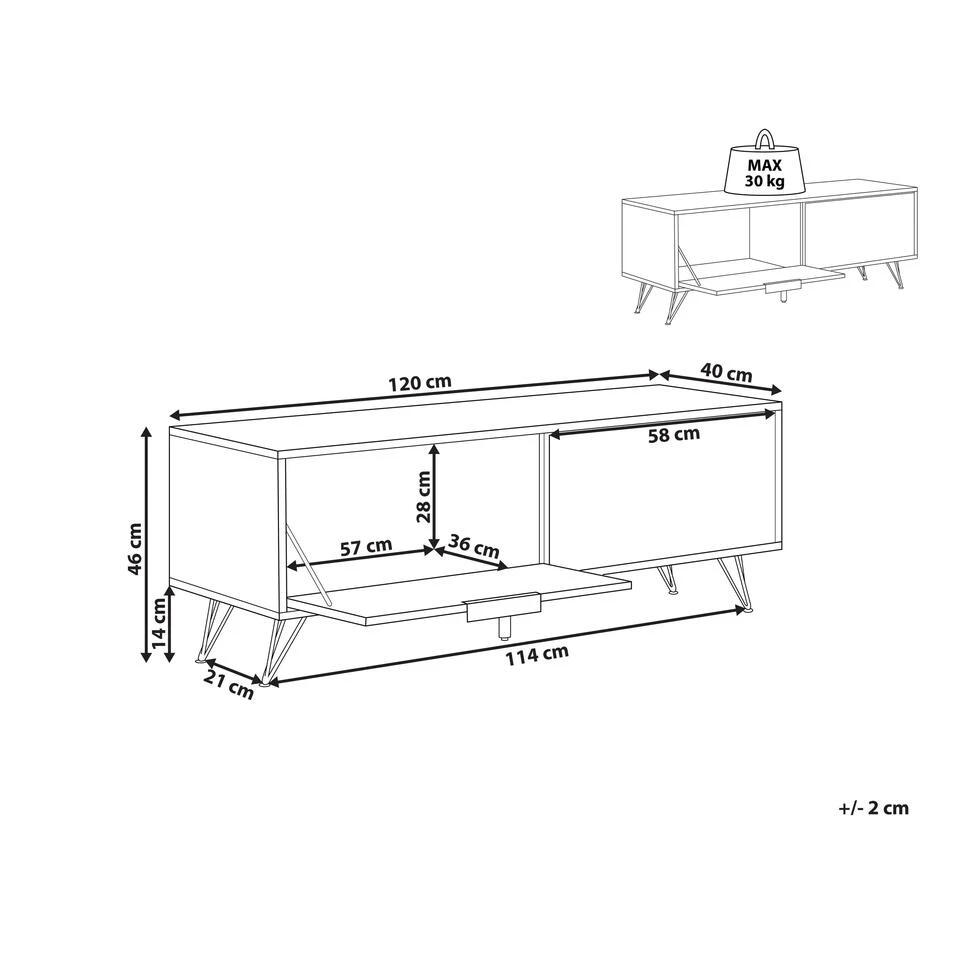 Beliani TV-kast HALSTON - Grijs Vezelplaat 3 Beliani TV-kast HALSTON - Grijs Vezelplaat - Afbeelding 3