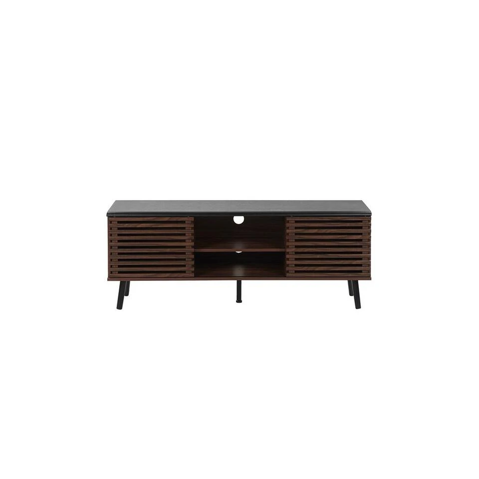 Beliani TV-kast PERTH - Donkere Houtkleur Mdf 3 Beliani TV-kast PERTH - Donkere Houtkleur Mdf - Afbeelding 3