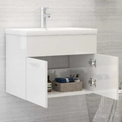 VidaXL Wastafelkast 60x38,5x46 Cm Spaanplaat Hoogglans Wit -VIDAL Salle De Bain Winkel fc0e20a4499d4ca79d52b137fb5a3e60